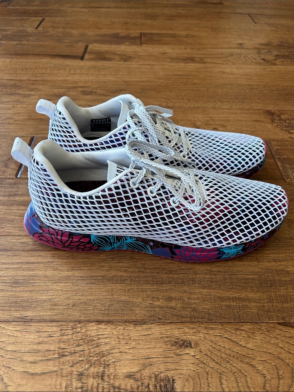 Nobull Diamond Mesh Runner Running Shoes Cross Training White Floral Size 11.5